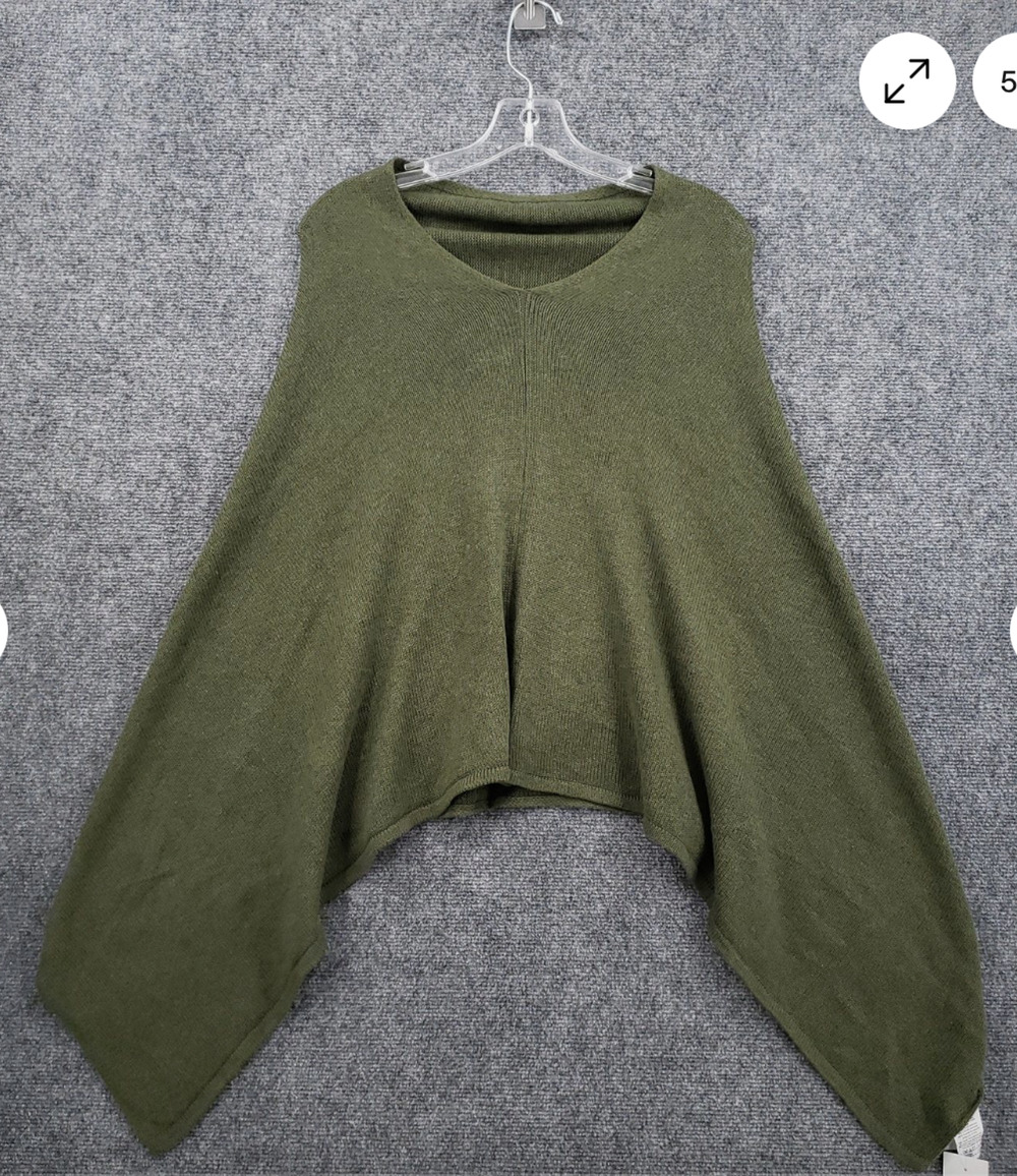 JCrew Triangle Green Poncho OS Cotton Cashmere Preppy Teacher Career Costal Chic